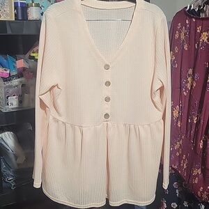 Beige Waffle Baby Doll Top